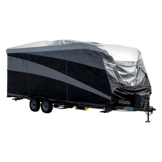 4-Layer Travel Trailer Cover with 2 Long Straps and 2 Patch XPORTION Upgraded Camper Trailer Cover Windproof RV Travel Trailer Cover Fits 20’ 22’ 
