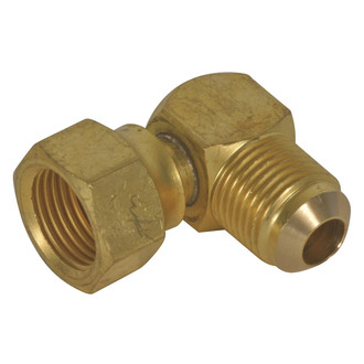 Camco® - Brass 90° Elbow LP Gas Hose Connector (3/8" Female Inverted Flare to 3/8" Male Inverted Flare)