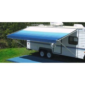 Carefree® - 19'W x 8'Ext. Indigo Striped Two-Piece Replacement Premium Vinyl Fabric for RV Patio Awnings