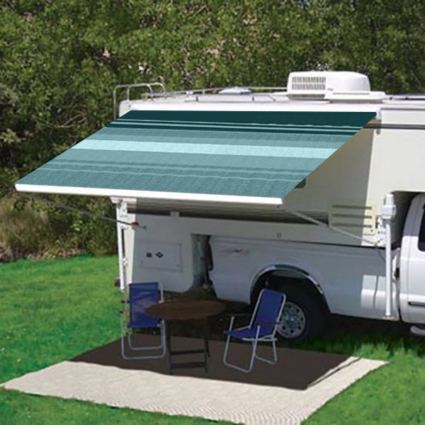 Carefree® - Campout™ 138"W x 98"Ext. Teal Vinyl Manual RV Patio Awning