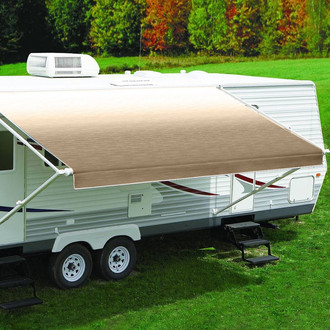 Carefree® - 14'W x 8'Ext. Camel Shale Fade One-Piece Replacement Vinyl Fabric for RV Patio Awnings