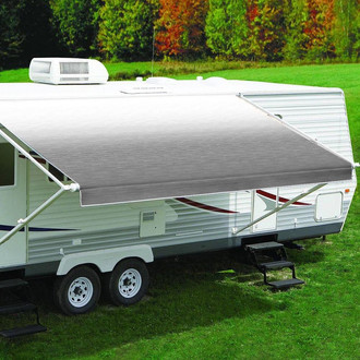 Carefree® - 14'W x 8'Ext. Silver Shale Fade One-Piece Replacement Vinyl Fabric for RV Patio Awnings