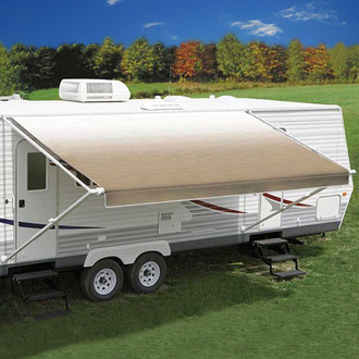 Carefree® - 18'W x 8'Ext. Camel Shale Fade One-Piece Replacement Vinyl Fabric for RV Patio Awnings