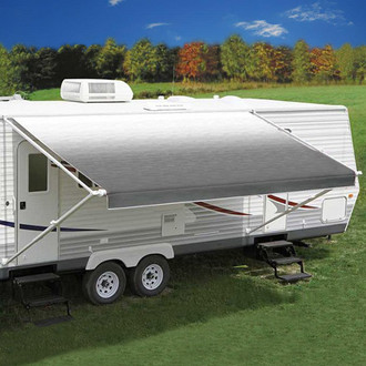 Carefree® - 18'W x 8'Ext. Silver Shale Fade One-Piece Replacement Vinyl Fabric for RV Patio Awnings