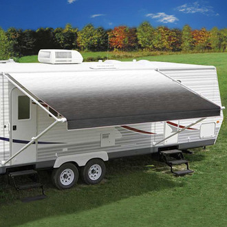 Carefree® - 18'W x 8'Ext. Black Shale Fade One-Piece Replacement Vinyl Fabric for RV Patio Awnings