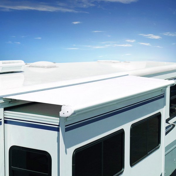 Carefree® - SOK III™ 73" White Vinyl Standard Slide-Out RV Awning & White Wind Deflector