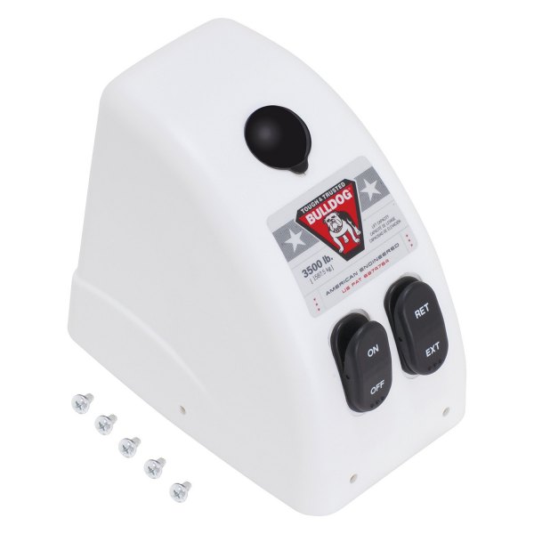 Bulldog® - White Replacement Jack Cover with Mounting Screws for Bulldog Powered Drive Tongue Jack