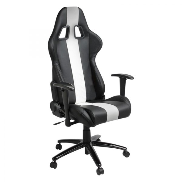 Cipher Auto® - CPA5001™ Black with White Stripe Office Racing Seat