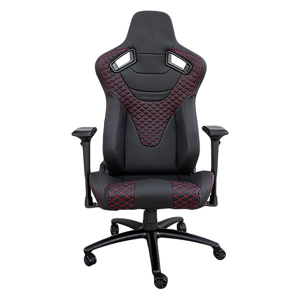 Cipher Auto® - RS Racing Style Black Leatherette Carbon Fiber Office Racing Seat with Red Diamond Stitching
