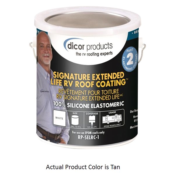 Dicor® RPSELRCT1 - Signature Extended Life™ 128 oz. Silicone EPDM Rubber/TPO  Tan Roof Coating 