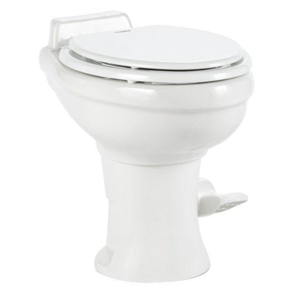 Dometic RV® - 320 Series White Ceramic With Wooden Seat Built-In Toilet
