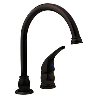 Dura® - Designer Pedestal Goose Neck Stainless Steel Venetian Bronze J-Spout Kitchen Faucet with Lever Handle