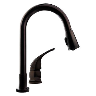 Dura® - Brass Venetian Bronze Pull-Down Kitchen Faucet with Side Lever Handle