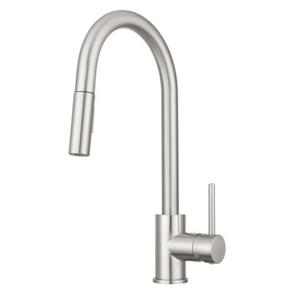 Dura® - Brass Satin Nickel Touch Sensor Pull-Down Kitchen Faucet with Lever Handle