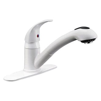 Dura® - Brass White Pull-Out Kitchen Faucet with Optional Deck Plate