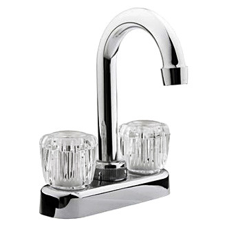 Dura® - Classical Plastic Chrome Polished J-Spout Bar Faucet with Clear Knobs