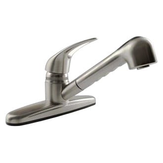 Dura® - Plastic Satin Nickel Pull-Out Kitchen Faucet with Loop Lever Handle