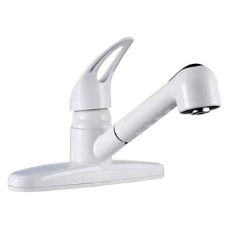 White Dura Faucet DF-PK600S-WT 8/" RV Kitchen or Bar Faucet-Smoked Acrylic Knobs