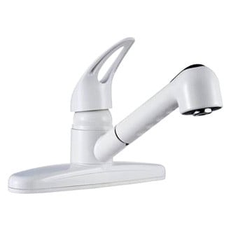 Dura® - Plastic White Pull-Out Kitchen Faucet with Loop Lever Handle