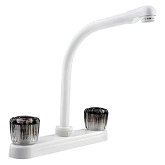 Dura® - Brass White High Rise Kitchen Faucet with Acrylic Knobs Handles