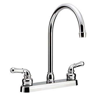 Dura® - Brass Chrome Polished J-Spout Kitchen Faucet with Classical Levers Handles