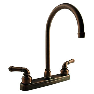 Dura® - Brass Oil Rubber Bronze J-Spout Kitchen Faucet with Classical Levers Handles