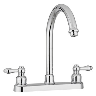 Dura® - Designer Plastic Chrome Polished J-Spout Kitchen Faucet with Levers Handles