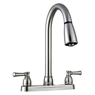Dura® - Dual Lever Plastic Satin Nickel Pull-Down Kitchen Faucet with Designer Levers Handles