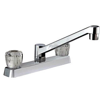Dura® - Plastic Chrome Polished High Arc Kitchen Faucet with Acrylic Knobs Handles