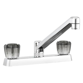 Dura® - Plastic Chrome Polished High Arc Kitchen Faucet with Smoked Knobs Handles