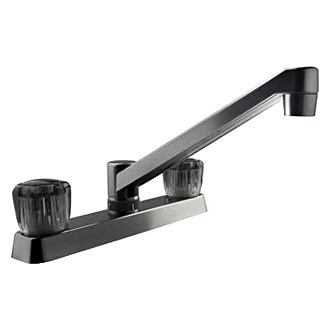 Dura® - Plastic Satin Nickel High Arc Kitchen Faucet with Smoked Knobs Handles