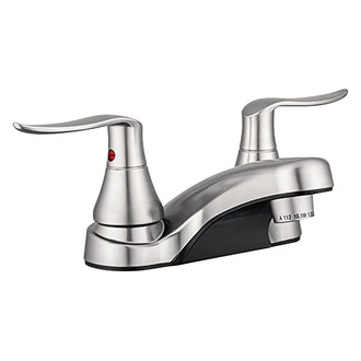 Dura® - Elegant Plastic Satin Nickel Low-Arc Lavatory Faucet with Levers Handles