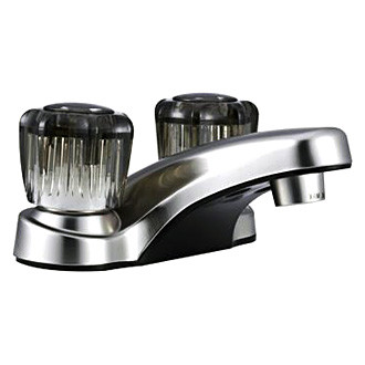 Dura® - Plastic Satin Nickel Low-Arc Lavatory Faucet with Smoked Knobs Handles
