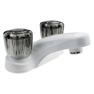 Dura® - Plastic White Low-Arc Lavatory Faucet with Smoked Knobs Handles