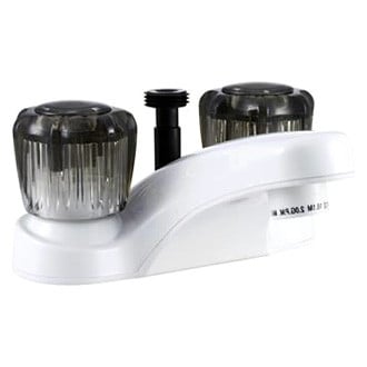 Dura® - White Plastic Tub & Shower Faucet with Acrylic Knobs Handles