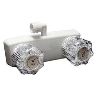 Dura® - White Plastic Shower Control Valve with Crystal Acrylic Knobs Handles