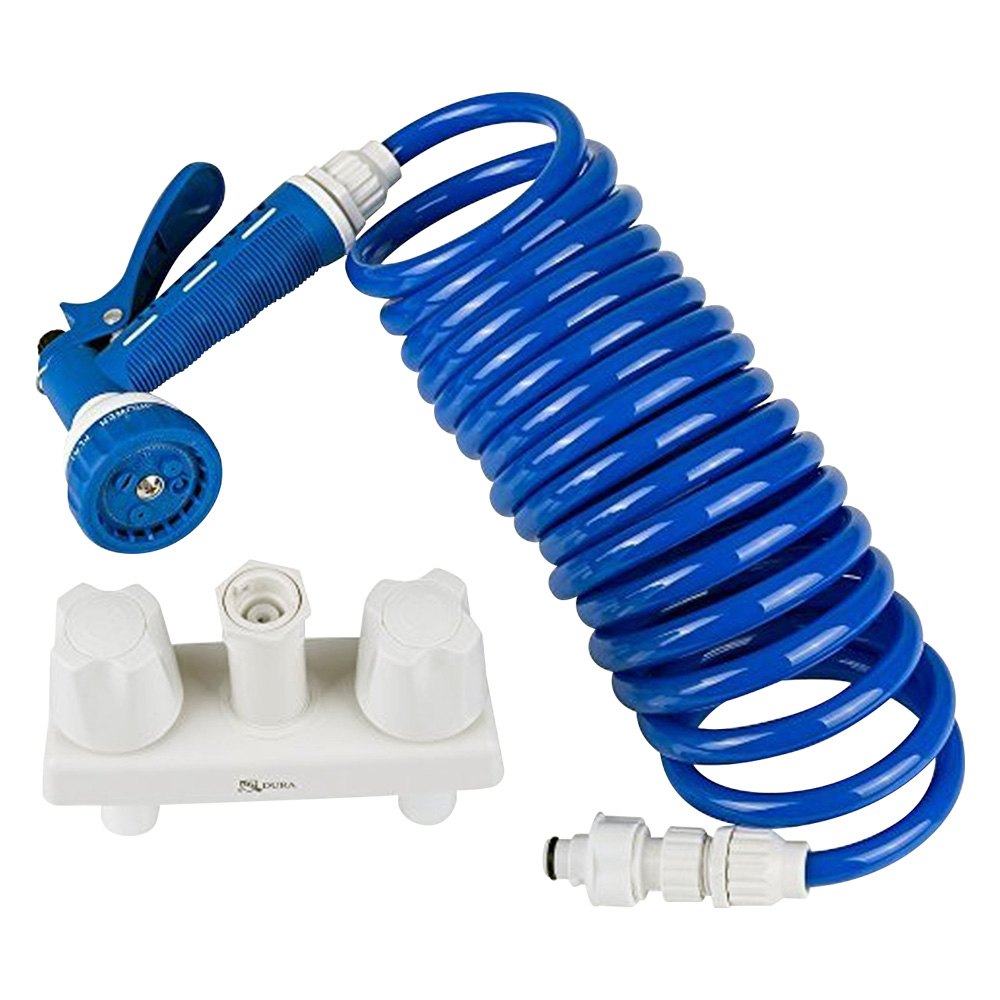 Dura® DF-SA186-WT - Plastic White Exterior Spray Port with Hose