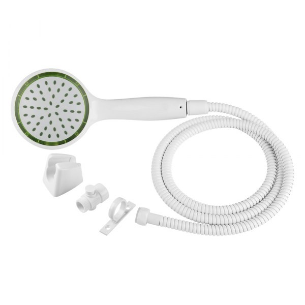 Dura® - Pressure Assist White Plastic Round Handheld Shower Head with 60" Hose