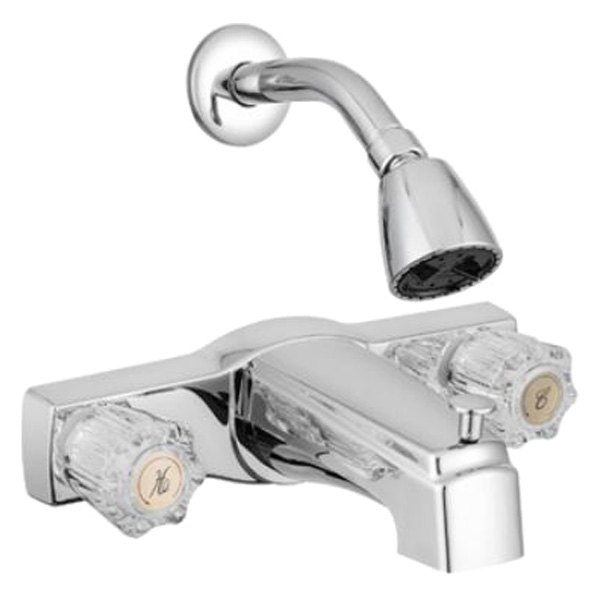 Dura® - Chrome Polished Tub & Shower Faucet Kit with Crystal Acrylic Knobs Handles & Diverter