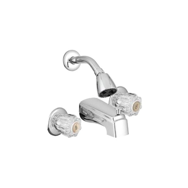 Dura® - Tub & Shower Faucet Kit with Adjustable Crystal Acrylic Knobs Handles & Diverter