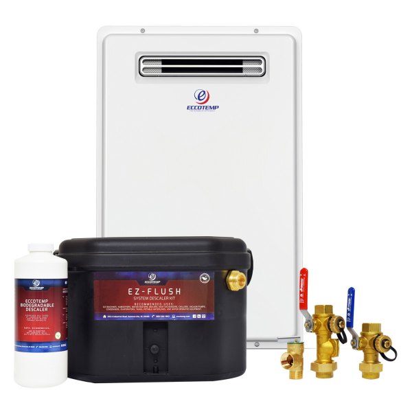 Eccotemp® - 20H Series 6.0 GPM Tankless Liquid Propane White Outdoor Water Heater Service Kit Bundle