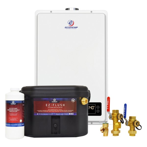Eccotemp® - 20HI Series 6.0 GPM Tankless Liquid Propane White Indoor Water Heater Service Kit Bundle