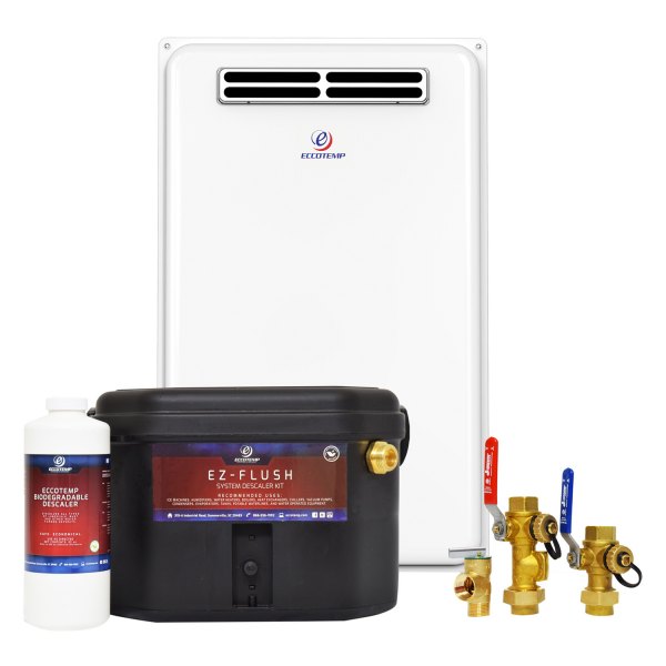 Eccotemp® - 45H Series 6.8 GPM Tankless Liquid Propane White Outdoor Tankless Water Heater Service Kit Bundle