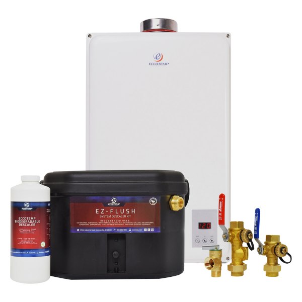 Eccotemp® - 45HI-Series 6.8 GPM Tankless Liquid Propane White Indoor Water Heater Bundle