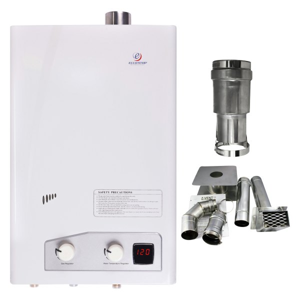 Eccotemp® - FVI12-Series 4.0 GPM Tankless Natural Gas White Indoor Tankless Water Heater Bundle with Horizontal Vent Kit