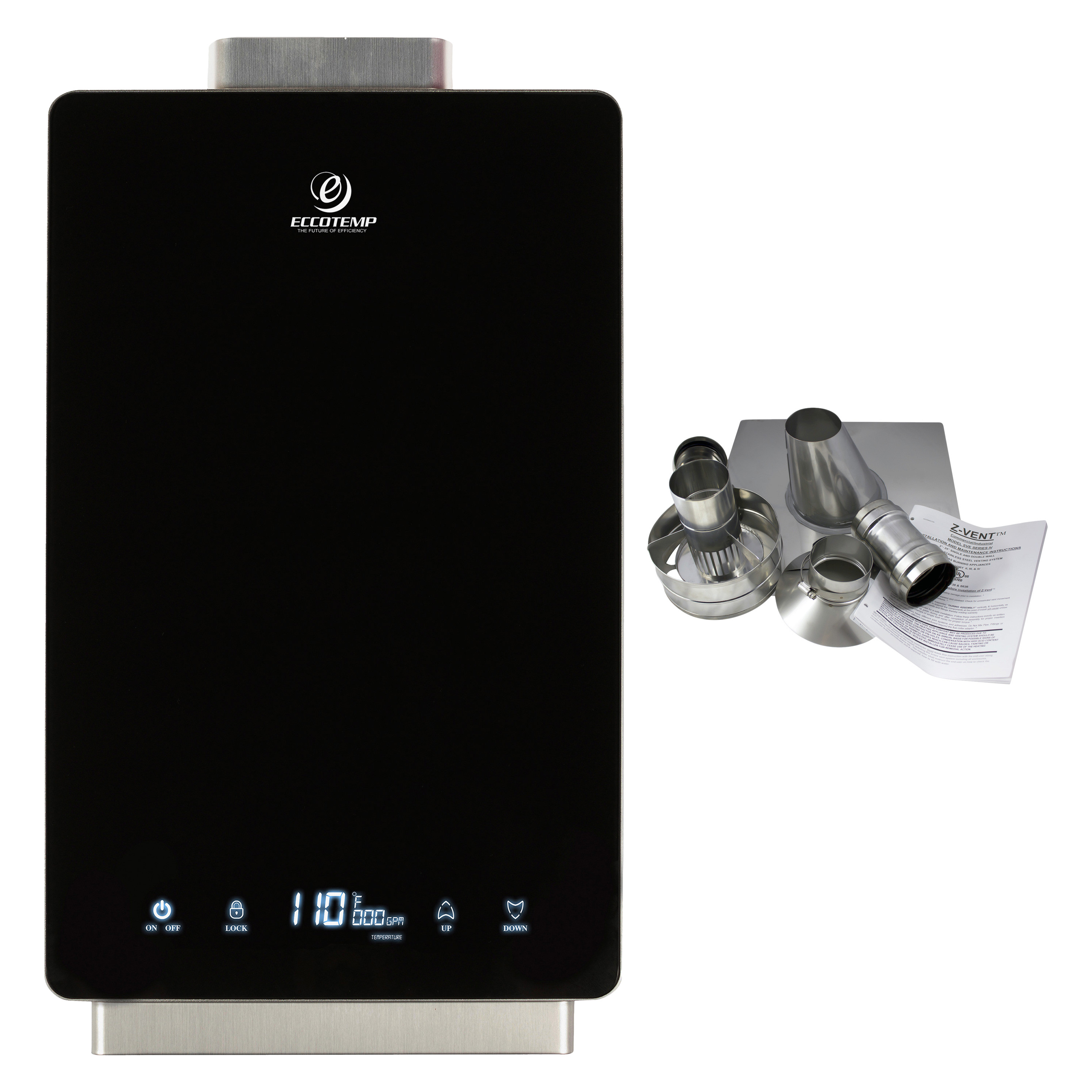 Eccotemp® i12-NGV - i12-Series 4.0 GPM Tankless Natural Gas Black Indoor  Water Heater with Vertical Ventilation - CAMPERiD.com