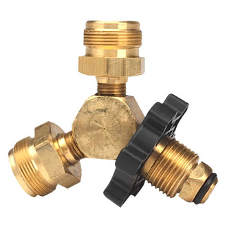 Enerco® - Brass LP Gas Y Male Adapter Tee with Plastic Clamshell Packaging