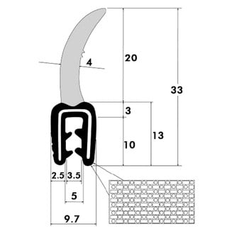 Fairchild® 15950-25 - 25' Black Sponge Bulb and Dense Rubber Edge Trim with Segmented Steel Core