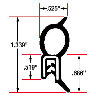 Fairchild® - 25' Black Sponge Bulb & Dense Rubber Mini-Mini Trim Seal