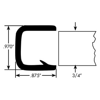 Fairchild® - 50' Black Soft Tone Rubber Double Lip 5/8" Trim Weatherstrip for Windshields with Rubber Locking Strip